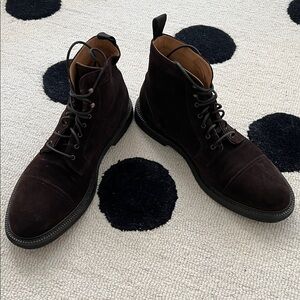 Suit Supply Dark Brown Suede Lace-Up Boots
